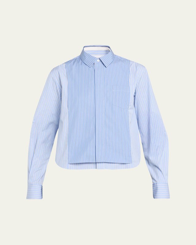 Mixed Stripe Poplin Button-Down Shirt